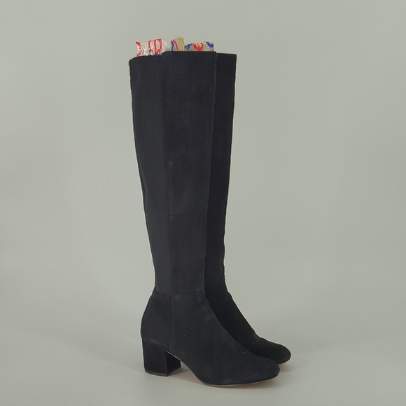 Sam Edelman Suede Block Heel Boots Black 8 western bohemian city preppy sexy - Picture 1 of 13